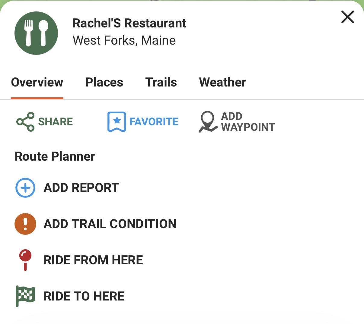 Rachel's restaurant Waypoint Map